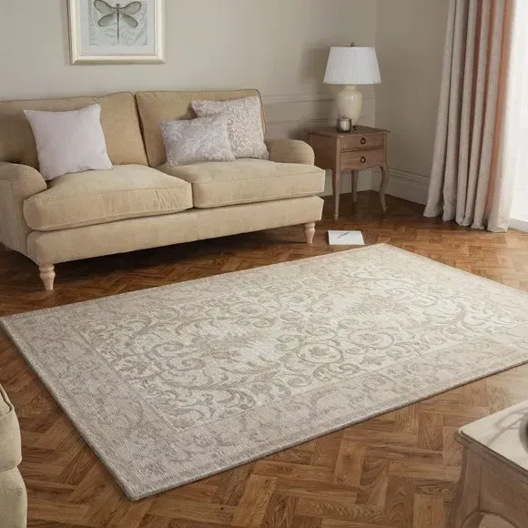 Woven Rug with Anti-Slip - Natural, Chenille image