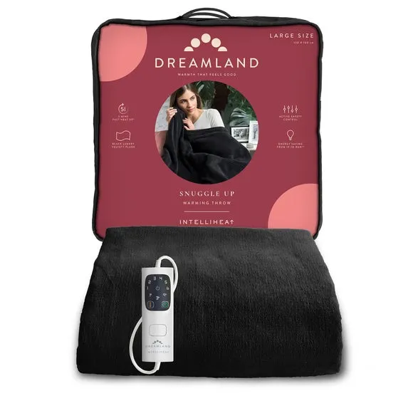 Heated Throw Blanket with Timer - Black, Velvet