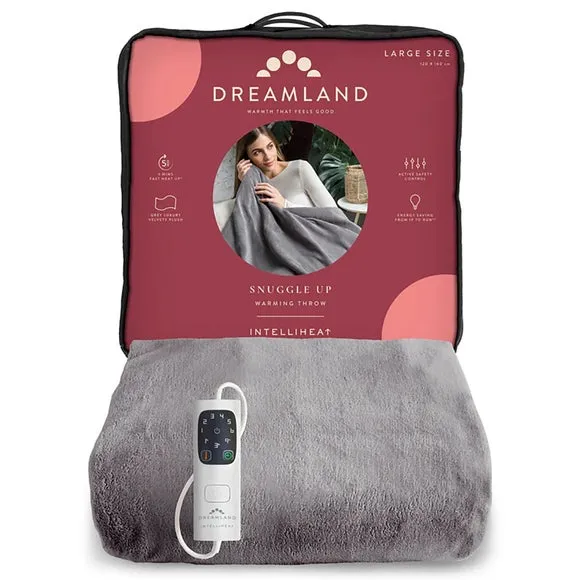 Heated Throw Blanket with Timer - Grey, Velvet