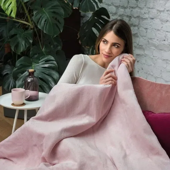 Heated Throw Blanket with Timer - Pink, Velvet
