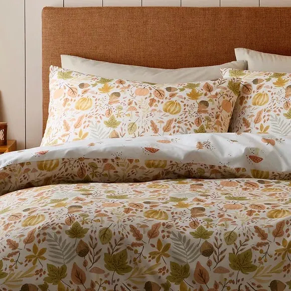 Autumn Foliage Duvet Set - Natural, Polycotton