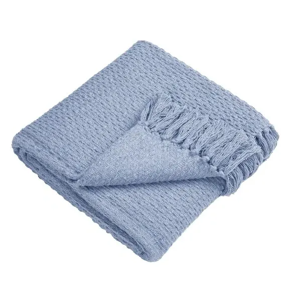 Basket Weave Bedspread - Blue, Cotton