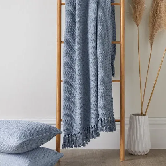 Basket Weave Bedspread - Blue, Cotton image