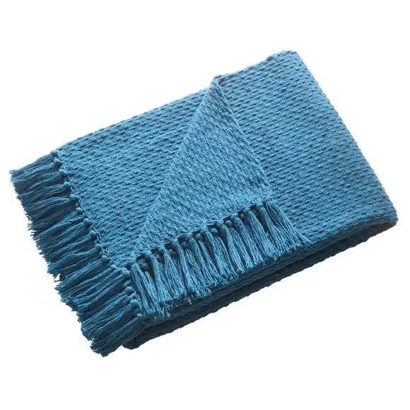 Basket Weave Throw Blanket - Teal, Cotton