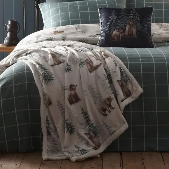 Bear Print Bedspread - Natural, Fleece image
