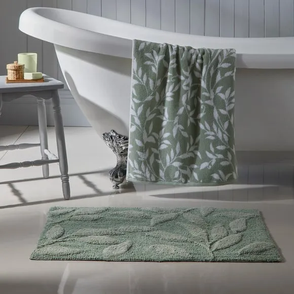 Cotton Towel with Jacquard Design - Sage