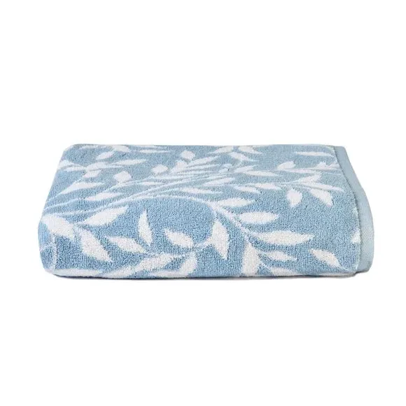 Cotton Towel with Jacquard Design - Soft Blue
