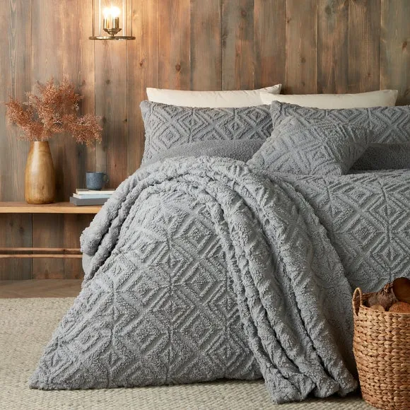 Duvet Cover & Pillowcase Set - Grey, Polyester