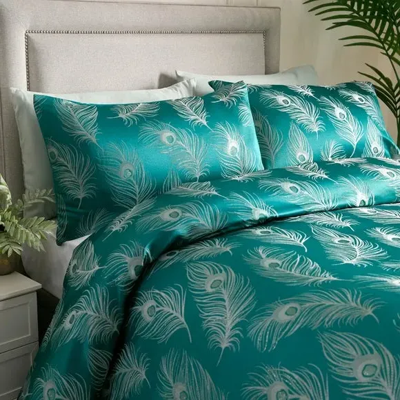 Duvet Cover & Pillowcase Set - Teal, Jacquard