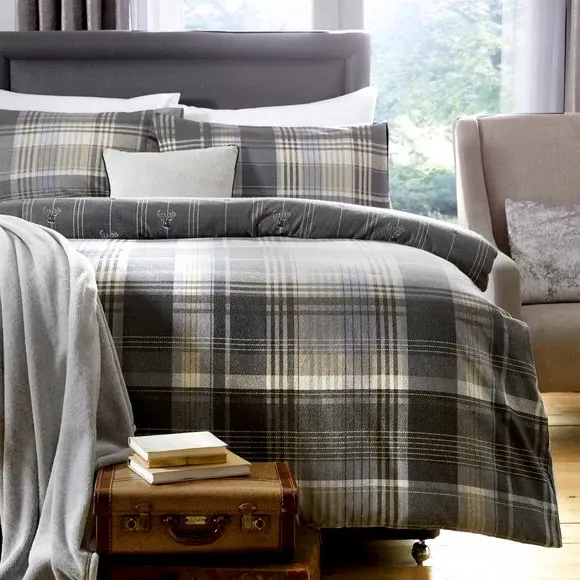 Duvet Cover Set Reversible - Charcoal, Cotton