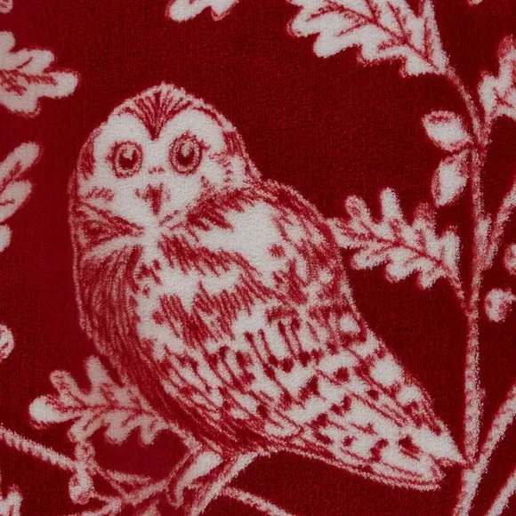 Duvet Cover Set with Owl Print - Red, Polyester