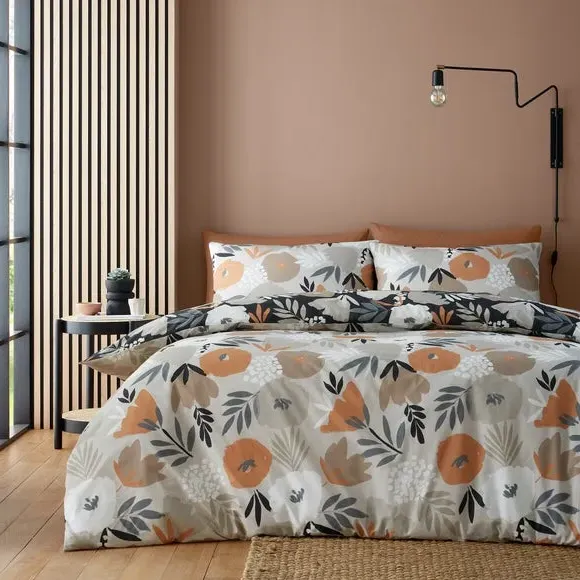 Duvet Cover Set with Pillowcase - Black, Polycotton