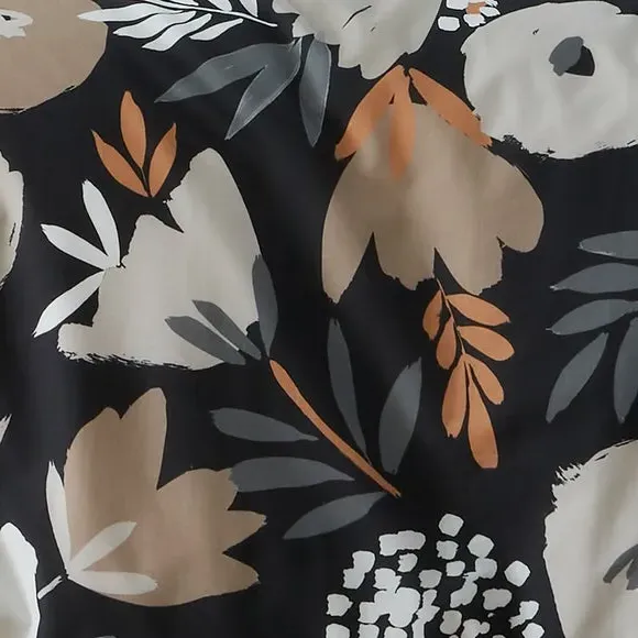 Duvet Cover Set with Pillowcase - Black, Polycotton