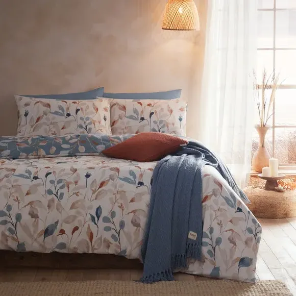 Duvet Cover Set with Pillowcase - Blue, Polycotton