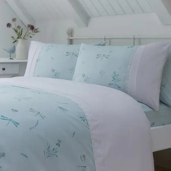 Duvet Cover Set with Pillowcase - Blue, Polycotton