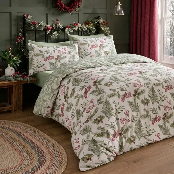 Duvet Cover Set with Pillowcase - Green, Cotton