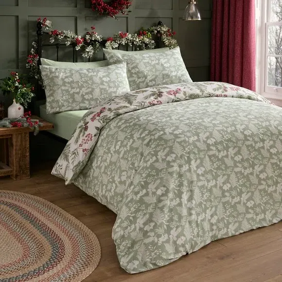 Duvet Cover Set with Pillowcase - Green, Cotton