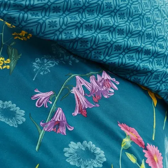 Duvet Cover Set with Pillowcase - Green, Polycotton
