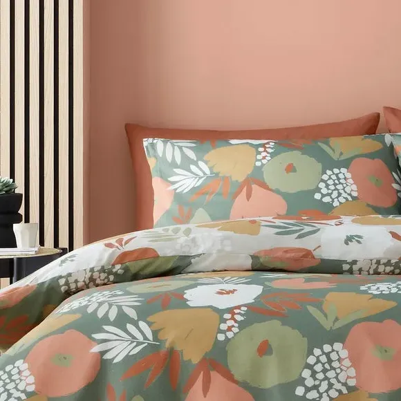 Duvet Cover Set with Pillowcase - Green, Polycotton