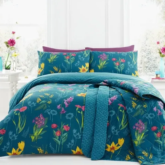 Duvet Cover Set with Pillowcase - Green, Polycotton