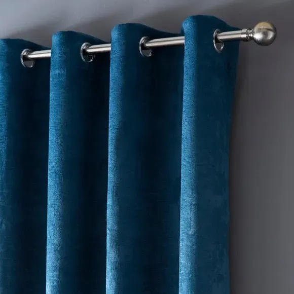 Eyelet Curtains with Dim-Out - Teal, Polyester