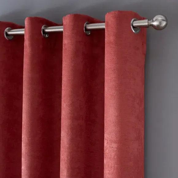 Eyelet Curtains with Dim-Out - Terracotta, Polyester