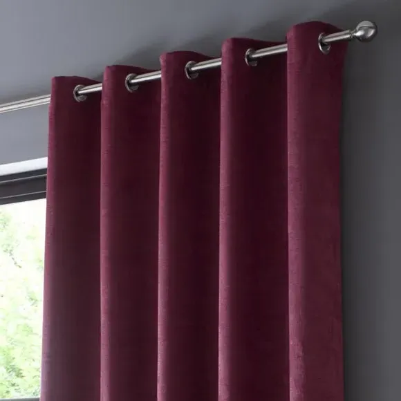 Eyelet Curtains with Dim-Out - Wine, Polyester