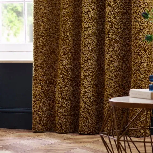Eyelet Curtains with Room Darkening - Gold