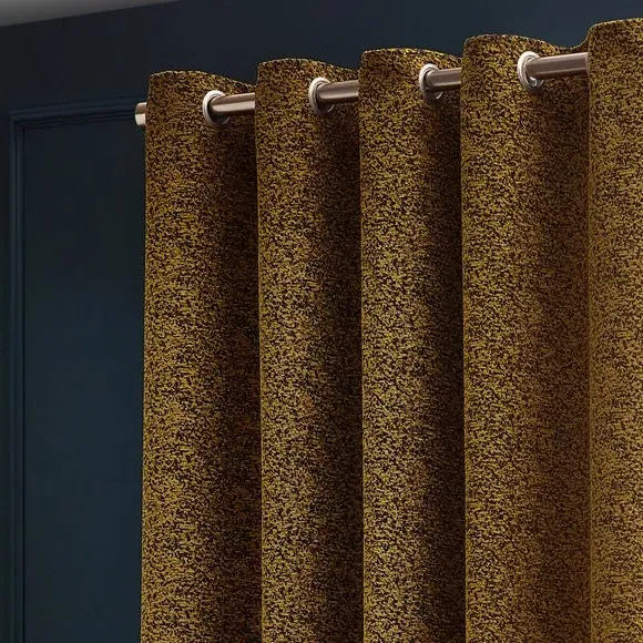 Eyelet Curtains with Room Darkening - Gold