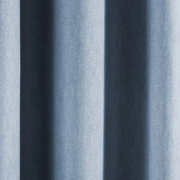 Eyelet Curtains with Textured Design - Blue, Cotton