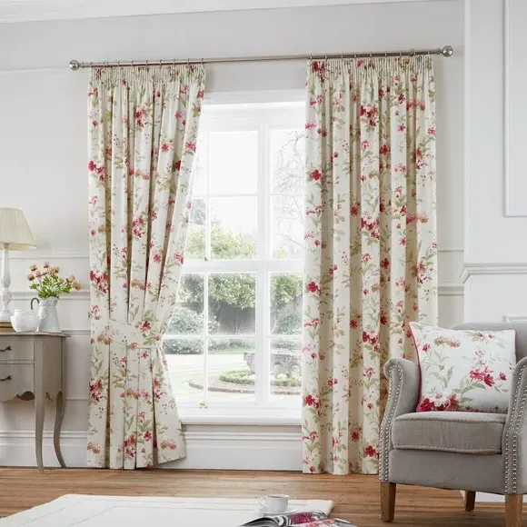 Floral Cushion with Polyester Fill - Red