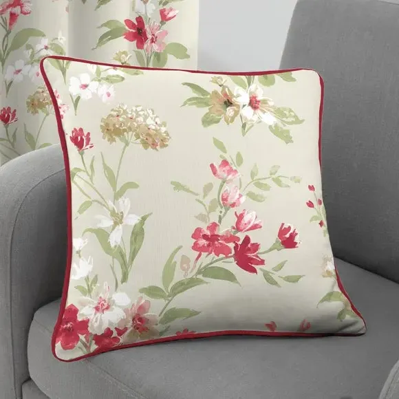 Floral Cushion with Polyester Fill - Red image