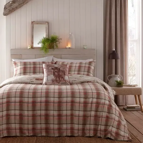 Highland Cow Duvet Set - Terracotta, Cotton