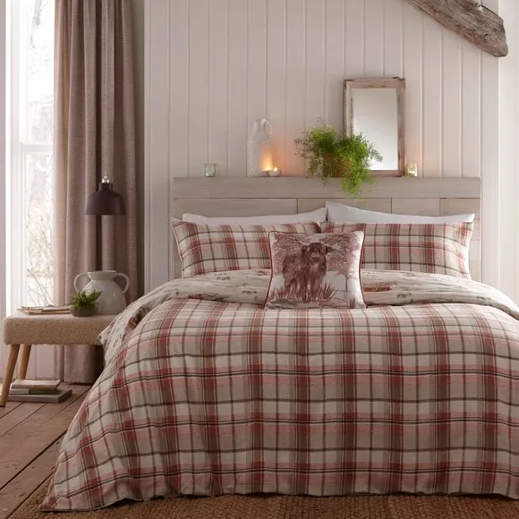 Highland Cow Duvet Set - Terracotta, Cotton