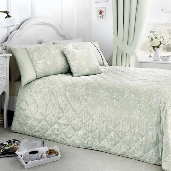 King Size Bedspread Floral Weave - Green, Cotton