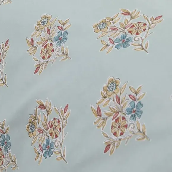 Patchwork Pencil Pleat Curtains - Duck Egg