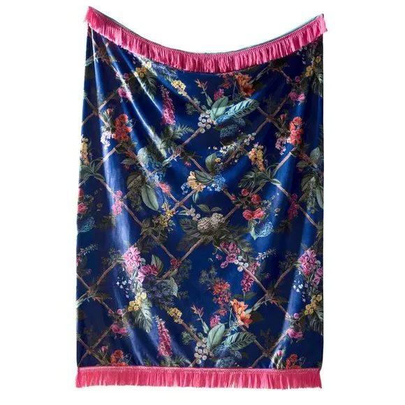 Patterned Throw Blanket - Navy, Polyester