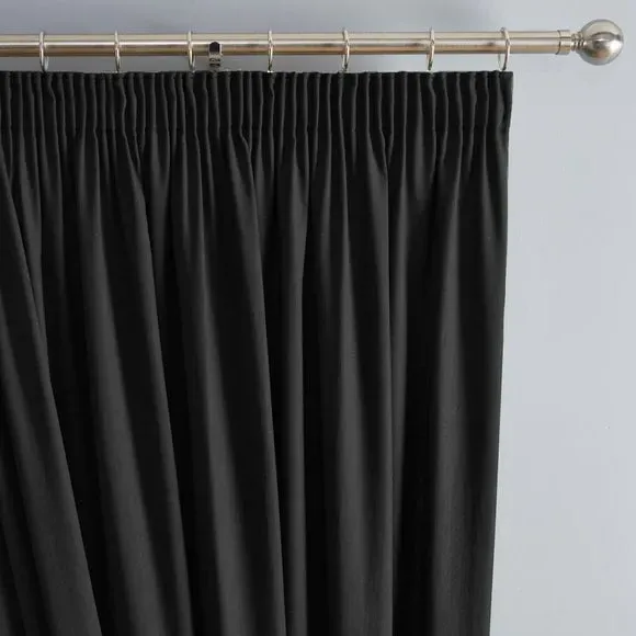 Pencil Pleat Curtains with Blackout - Black image