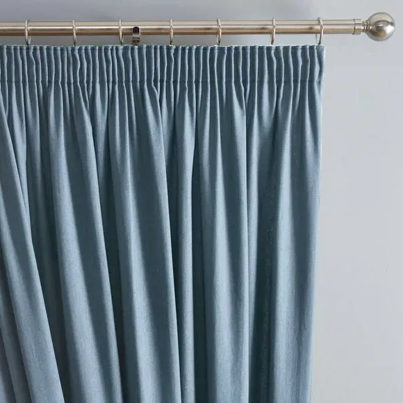 Pencil Pleat Curtains with Blackout - Blue