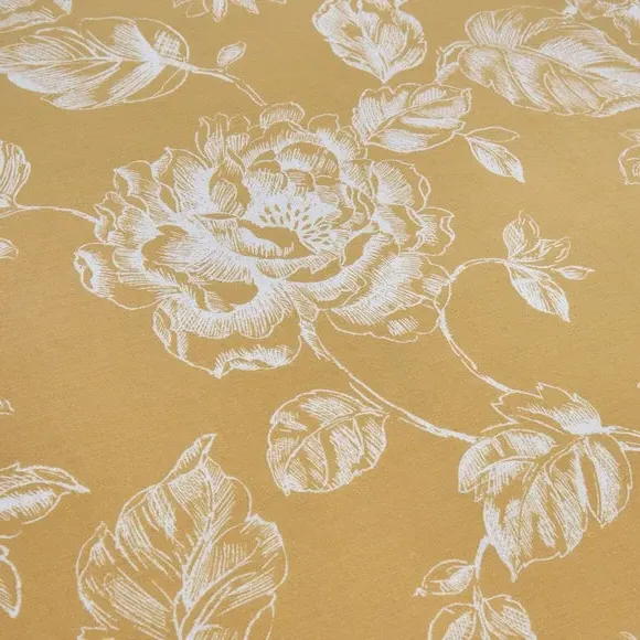 Pencil Pleat Curtains with Floral Design - Gold