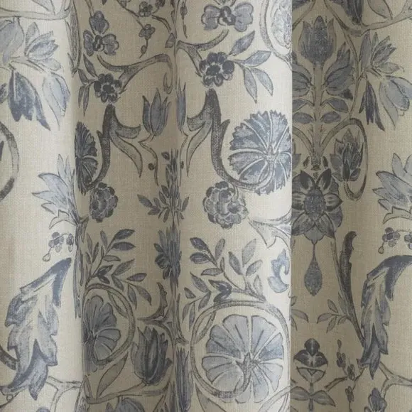 Pencil Pleat Curtains with Lining - Blue