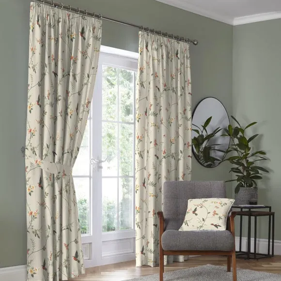 Pencil Pleat Curtains with Lining - Coral