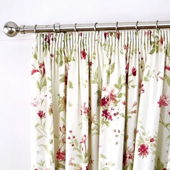 Pencil Pleat Curtains with Lining - Red image