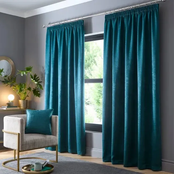Pencil Pleat Curtains with Thermal Coating - Forest