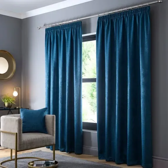 Pencil Pleat Curtains with Thermal Coating - Teal