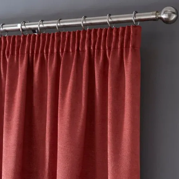 Pencil Pleat Curtains with Thermal Coating - Terracotta