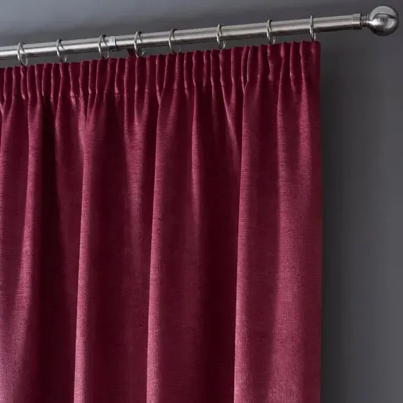 Pencil Pleat Curtains with Thermal Coating - Wine