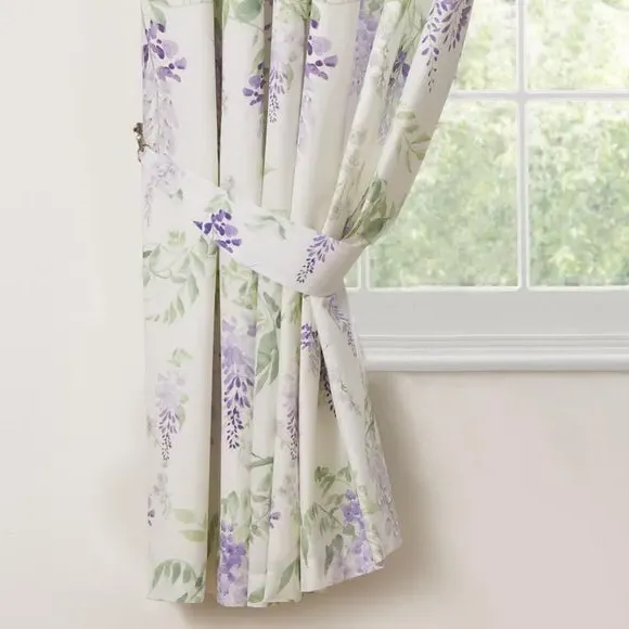 Pencil Pleat Curtains with Tie Backs - Lilac