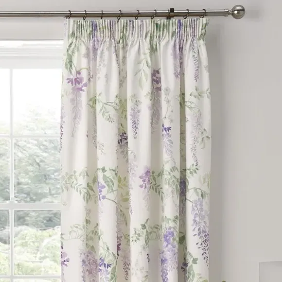 Pencil Pleat Curtains with Tie Backs - Lilac image