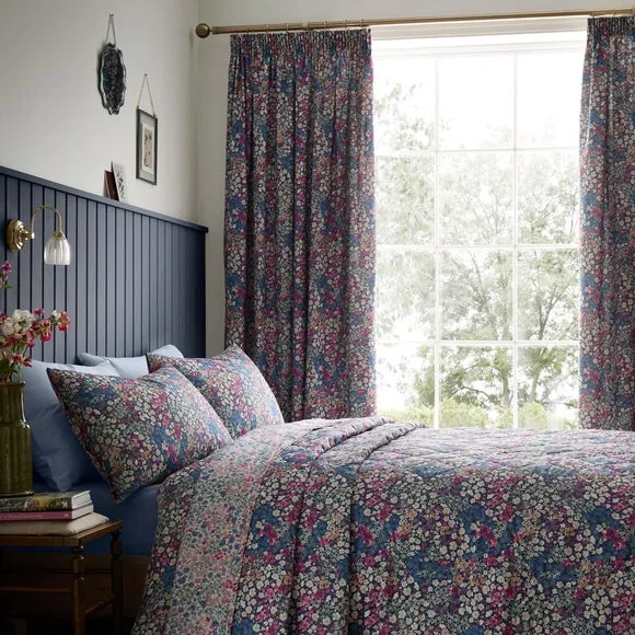 Pencil Pleat Curtains with Tie-Backs - Navy